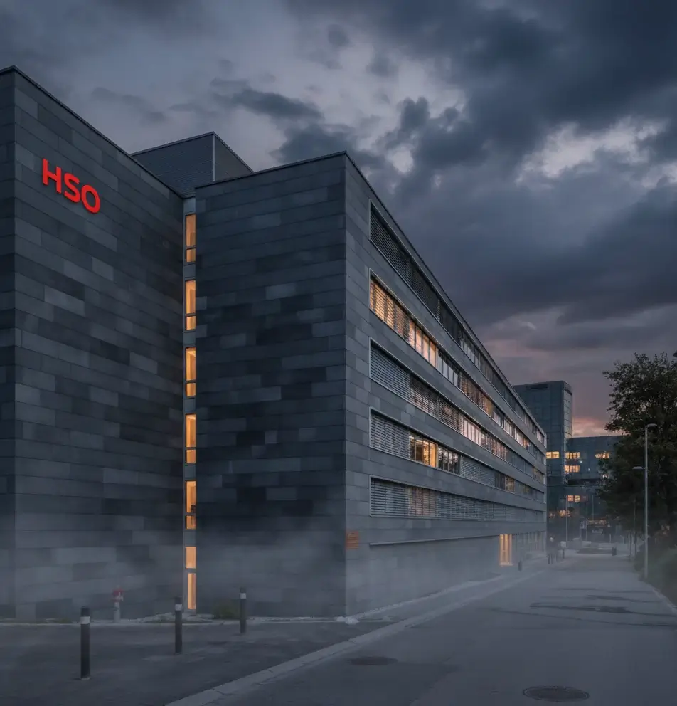 HSO Campus bei Dämmerung in einer geheimnisvollen Atmosphäre