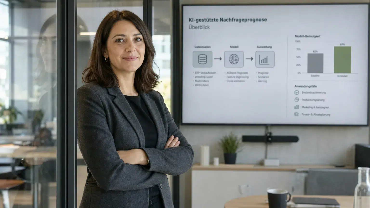 Business AI Specialist im modernen Schweizer Büro